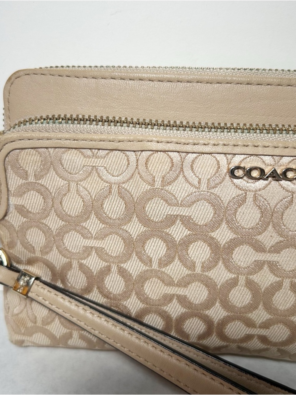 Coach Madison Op Art Double Zip Wallet Wristlet (Style No. F51221) Gold/Tan Tone - Picture 6 of 11